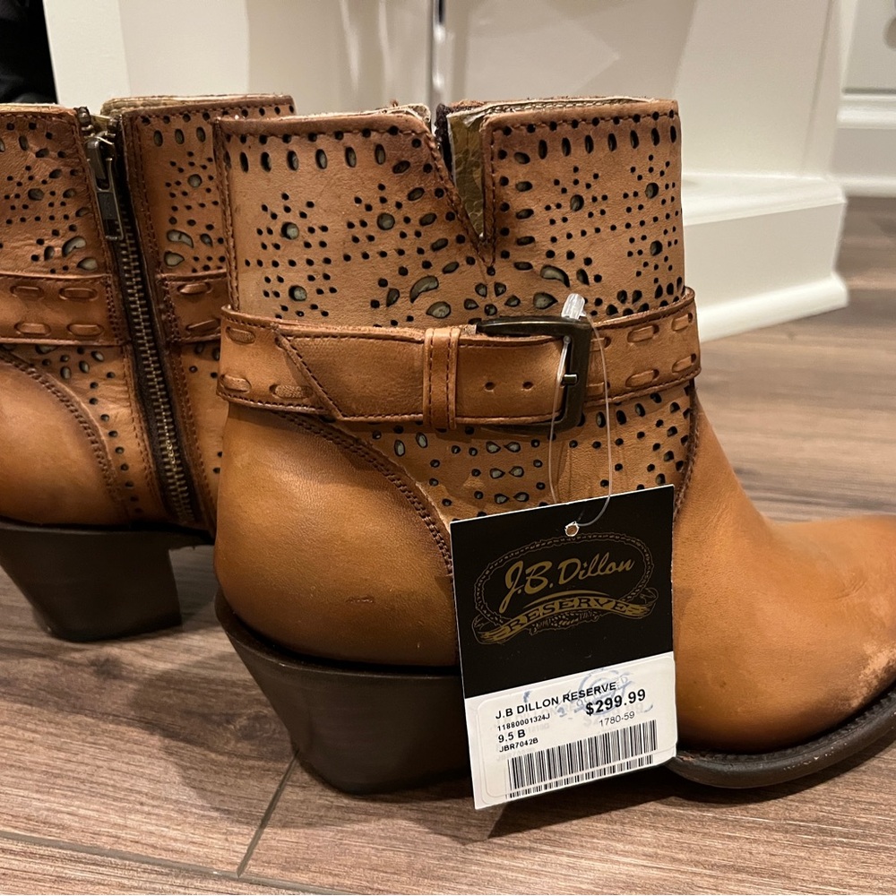 J.B. Dillon Women's Tan Perforated Ankle Boots